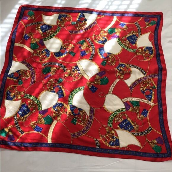 Vintage Echo Club 7 Silk Tassel & Drum Scarf - Picture 1 of 7